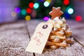 Home made baked Christmas gingerbread tree as a gift Royalty Free Stock Photo