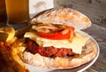 Home made barbecued beef burger Royalty Free Stock Photo