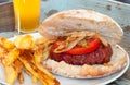 Home made barbecued beef burger Royalty Free Stock Photo