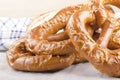 Home made bavarian prezel on baking paper Royalty Free Stock Photo