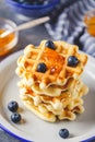 Home made Belgian waffles served with berries