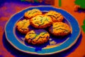 Home-made biscuits arranged on a plate, generative ai