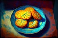 Home-made biscuits arranged on a plate, generative ai