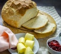 Home made bread slices with butter and jam Royalty Free Stock Photo