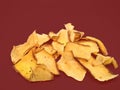 Home made cassava chips Keripik singkong with a red background