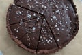 Chocolate caramell tarte with fleur de sal