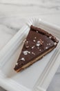 Chocolate caramell tarte with fleur de sal