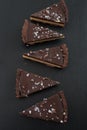 Chocolate caramell tarte with fleur de sal