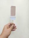 Home made chocolate Ice cream stick in hand