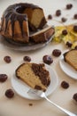 Chocolate Peanut Butter Sponge Cake Royalty Free Stock Photo