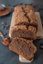 Home made chocolate sponge cake on a table Royalty Free Stock Photo