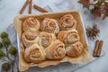Home made cinnamon rolls, sweet traditional dessert buns pastry