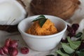 Home made coconut chutney with red chilly to go with dosa and idly, a main south Indian dish Royalty Free Stock Photo