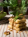 Home made cookies with rosemary and pignoli nuts Royalty Free Stock Photo