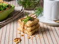 Home made cookies with rosemary and pignoli nuts Royalty Free Stock Photo