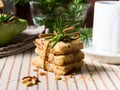 Home made cookies with rosemary and pignoli nuts Royalty Free Stock Photo