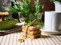 Home made cookies with rosemary and pignoli nuts Royalty Free Stock Photo