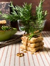 Home made cookies with rosemary and pignoli nuts Royalty Free Stock Photo