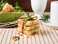 Home made cookies with rosemary and pine nuts Royalty Free Stock Photo