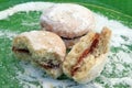 Home made cookies. Cookies with jam and white sugar. Royalty Free Stock Photo