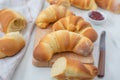 Home made croissant with jam on a table Royalty Free Stock Photo