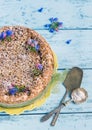 Home-made crumble pie.Toned photo. Royalty Free Stock Photo