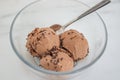 Home made dark chocolate ice cream on a table