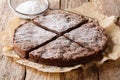 Home-made fresh Swedish dessert: kladdkaka chocolate sticky cake Royalty Free Stock Photo
