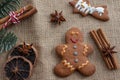 Home made gingerbread Christmas cookies with festive decoration Royalty Free Stock Photo