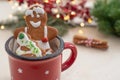 Home made gingerbread Christmas cookies with festive decoration Royalty Free Stock Photo