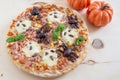 Home made Halloween pizza with ghosts and spiders