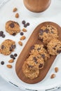 Home made healthy Almond chocolate chip vegan cookies Royalty Free Stock Photo