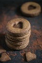 Home made heart chocolate biscuits Royalty Free Stock Photo
