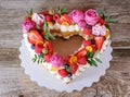 Home made heart shaped wedding cake Royalty Free Stock Photo