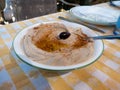 Home made humus with black olive
