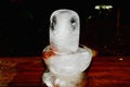 Home made shiv ling of ice