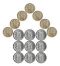 Home made from Indian coins Royalty Free Stock Photo