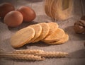 Home made korn cookies on rustic kitchen Royalty Free Stock Photo