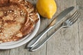 Home made pancakes for shrove tuesday Royalty Free Stock Photo