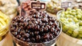 Olives in a market stand Royalty Free Stock Photo