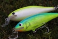 Two home-made fishing lures plugs shads Royalty Free Stock Photo