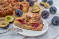 Home made plum crumble cake Royalty Free Stock Photo