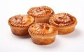 Home made Pork Pies isolated on white background. Royalty Free Stock Photo