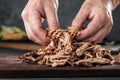 Home made pulled pork ready to be eaten. Royalty Free Stock Photo