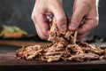 Home made pulled pork ready to be eaten. Royalty Free Stock Photo