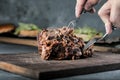 Home made pulled pork ready to be eaten. Royalty Free Stock Photo