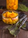 Home-made pumpkin marinated sweet-and-sourly in a glass Royalty Free Stock Photo