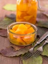 Home-made pumpkin marinated sweet-and-sourly in a glass Royalty Free Stock Photo