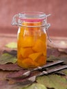 Home-made pumpkin marinated sweet-and-sourly in a glass Royalty Free Stock Photo