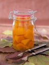 Home-made pumpkin marinated sweet-and-sourly in a glass Royalty Free Stock Photo